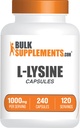 BulkSupplements.com L-Lysine HCl Capsules - Suplemento de Nutrición Deportiva, Lysine 1000mg - para Immune Support, Gluten Free, 2 cápsulas por Serving, 240 Conde (Pack of 1)