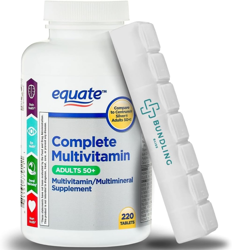 Equate Complete Multivitamin Dietary Supplement, Adults, 220 Count, 7 Day Pill Organizer Included - 1 Pack