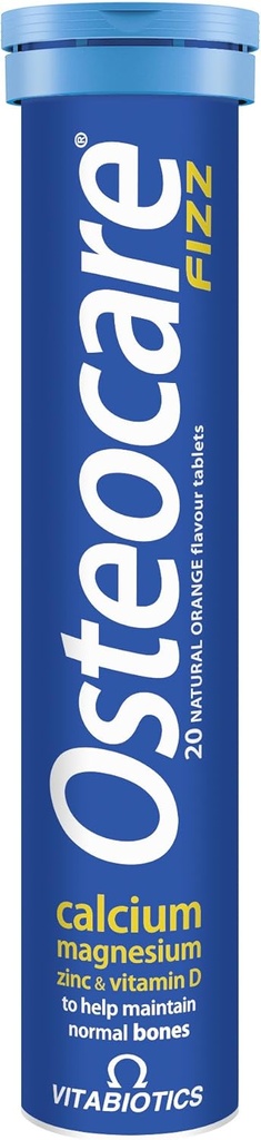 Vitabióticos Osteocare Fizz - Tablas efervescentes con Calcio, Magnesio y Zinc ← Bone Health and Immunity Multivitamin Suplemento para Hombres y Mujeres - 20 Tablets