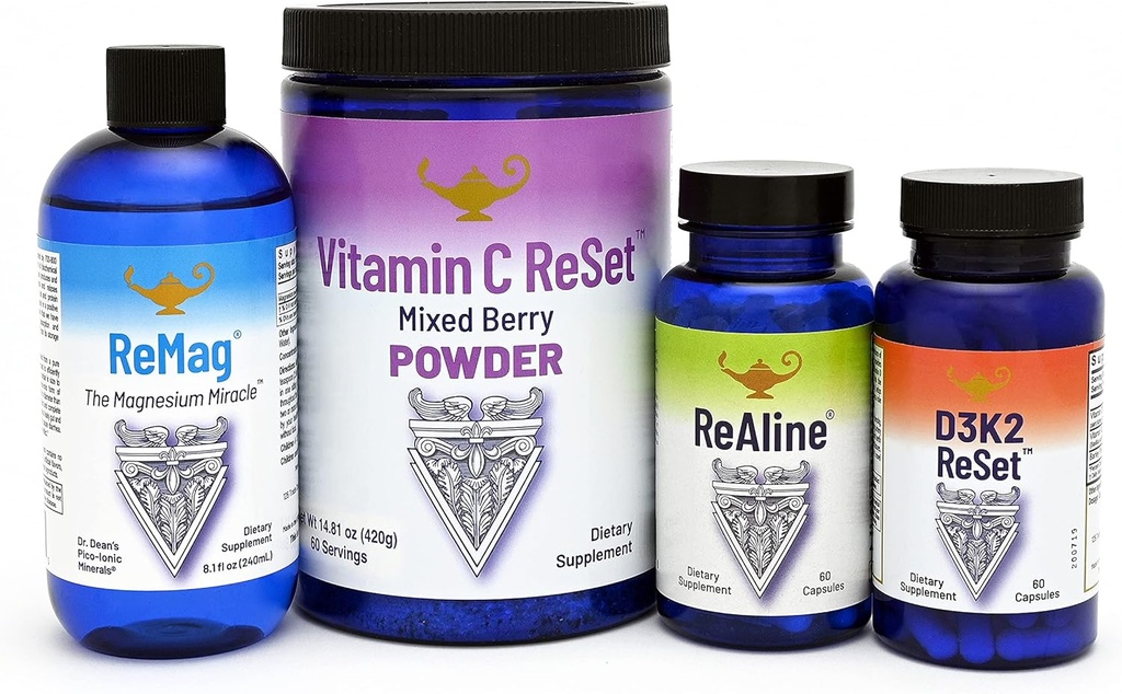 RnA ReSet - The Longevity Bundle - ReMag Magnesium, Vitamina C, Vitamina D, Complejo ReAline Vitamina B