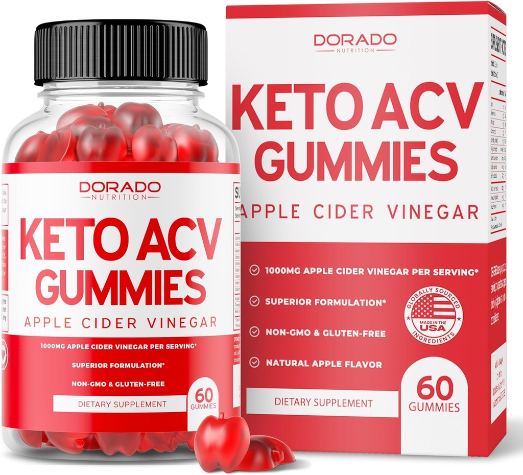 Keto ACV Gummies Pérdida de Peso Avanzada - 1000mg Keto Gummies (ACV para la pérdida de peso y grasa del vientre) Quemado de grasa - Delicious Apple Flavor - No GMO, Vegan, Terceros Tested - USA Hecho (60 Cuenta)