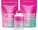 Pink Stork Postpartum Essentials Kit – Balance hormonal, recuperación " Mood Support for New Moms – Vitaminas posnatales Ashwagandha + Teas herbales para el alivio de estrés, energía, sueño – Gift Set – Vegan, Orgánico