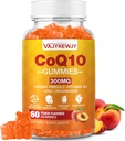 CoQ10 sin azúcar Gummies 3000 mg - Plus Omega-3, vitamina B3 " Zinc, alta absorción Coenzima Q10 Suplementos para energía celular " Apoyo antioxidante, Vegan 60 Conde