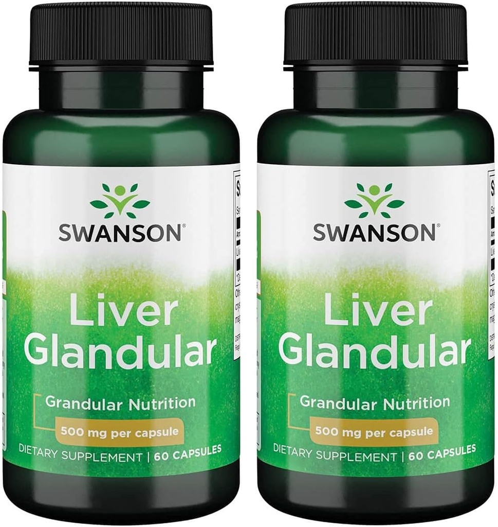 Swanson Liver Glandular 500 Milligrams 60 cápsulas (2 Pack)