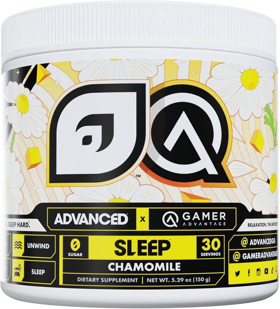 Avanzado sueño - Suplemento de sueño de magnesio con Ashwagandha y L-theanine - Vegan, Azúcar gratis, bajo carbohidrato de la bebida del sueño mezcla - Melatonin Free Sleep Aid (Chamomile)