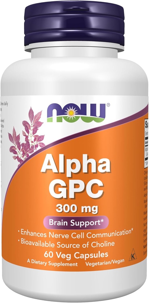 NOW Supplements, Alpha GPC 300 mg with Bioavailable Source of Choline, 60 Veg Capsules