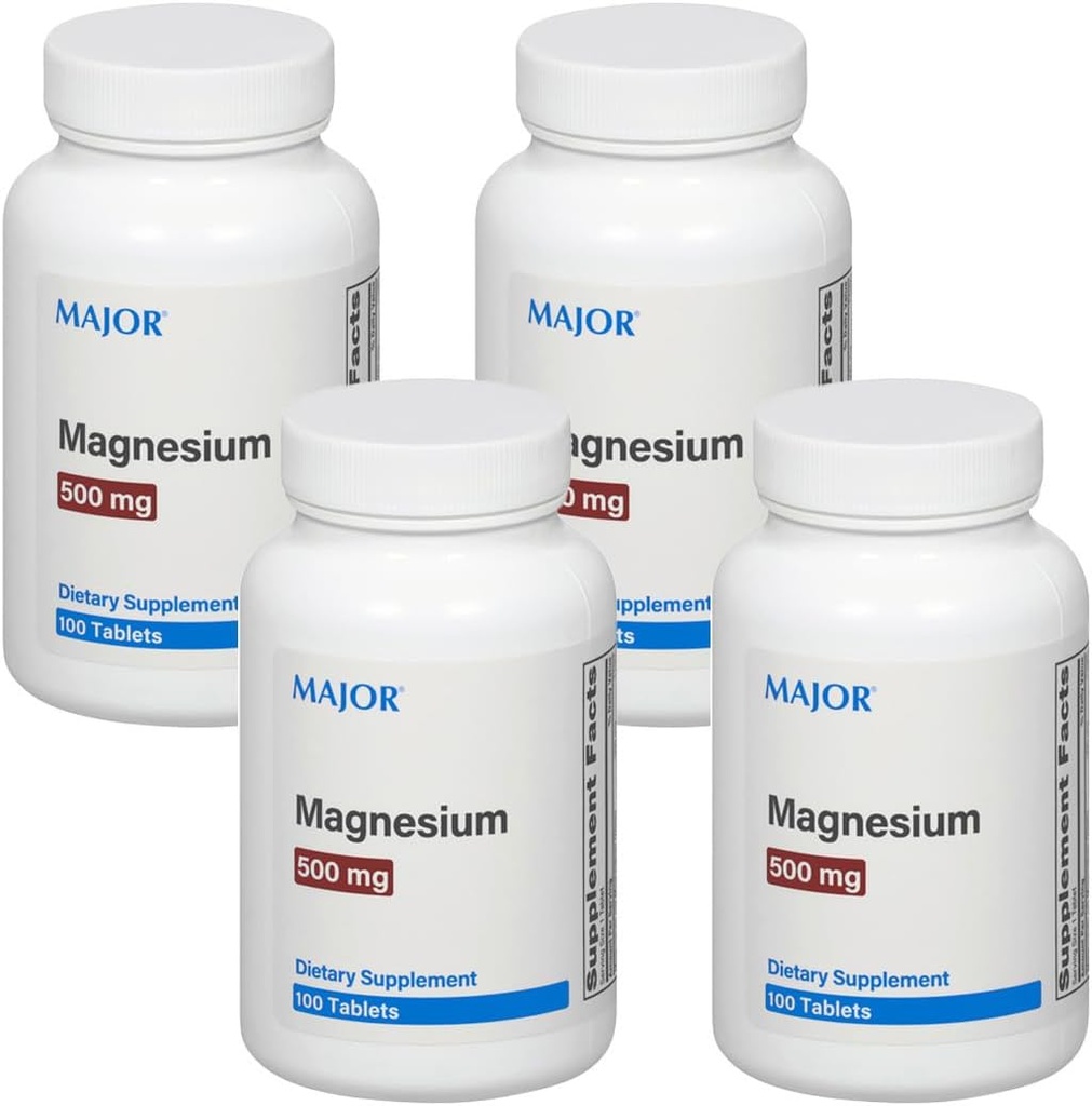 Mayor Magnesio 500mg - Tablas de óxido de magnesio - Suplemento dietético - 100 Cuenta (4 Pack)
