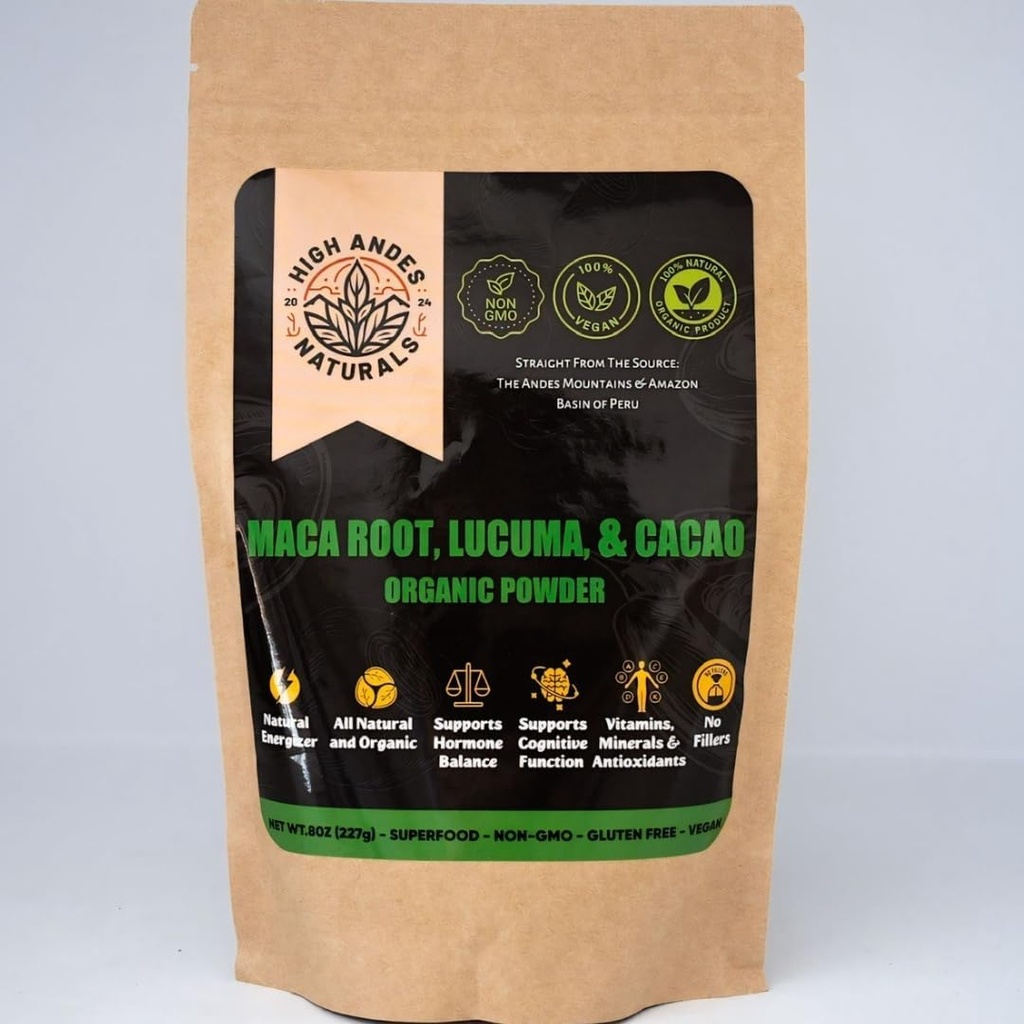 Ecológico Maca Root Powder Blend – Energy Boost &amp; Hormone Balance – Peruano Superfood – 8 oz