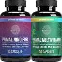 Primal Harvest Mente Primal Fuel &amp; Suplementos Multivitamínicos para Mujeres y Hombres Multi cápsulas de vitamina y píldoras de combustible mental