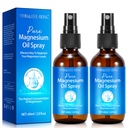 Espray de magnesio, spray de aceite de magnesio puro para pies, ingredientes naturales en botella de vidrio, fácil de absorber y utilizar 2Pack