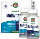 Multivitamina AM/PM de los hombres KAL, suplemento de antioxidantes, musculo, inmuno, equilibrio electrolítico, apoyo general de bienestar, hecho sin transgénicos y soya, vegano, 30 servidos, 120 tabletas
