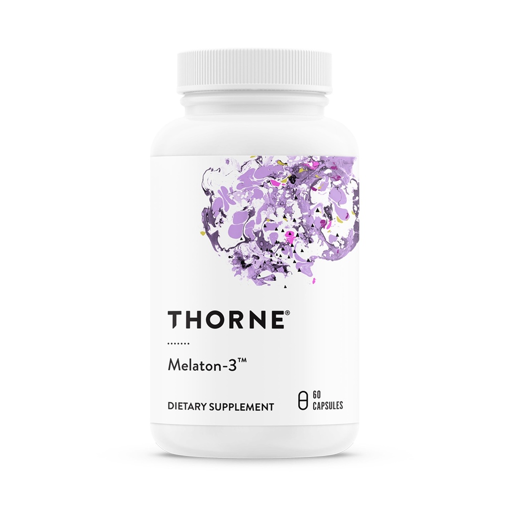 THORNE - Melaton-3-3 mg Melatonin Supplement - Supports Normal Circadian Rhythms, Restful Sleep & Relax* - NSF certificado para el deporte - Gluten, Dairy &amp; Soy-Free - 60 cápsulas