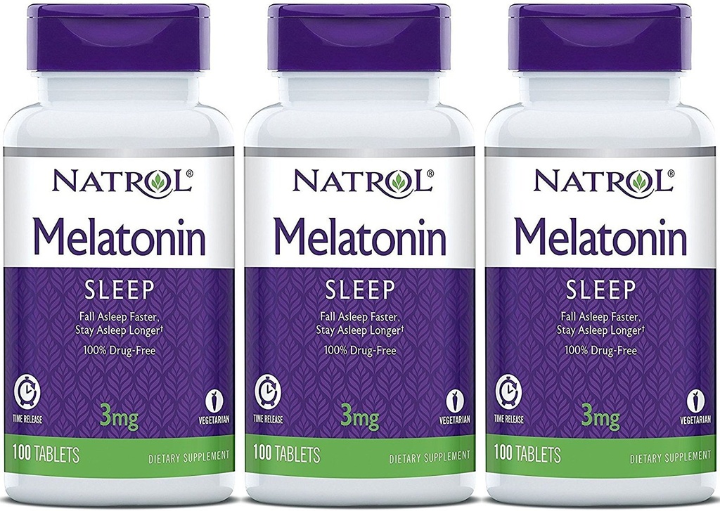 Natrol Melatonin Timed Release Tablets, 100 Count (Pack of 3)