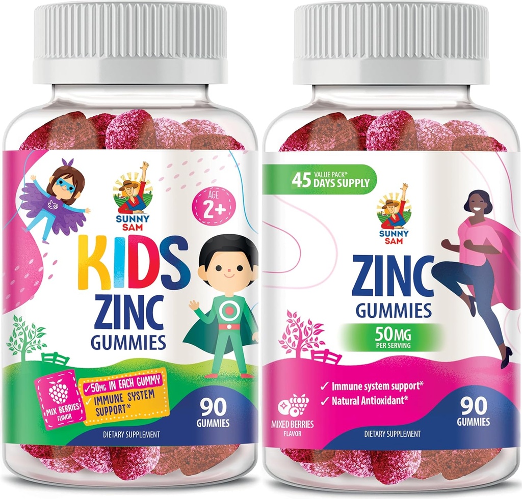 Zinc Gummies para adultos " Zinc Gummies para niños. Zinc Chewable Gummy for Immune Support - Powerful Natural Antioxidant Non-GMO Suplemento para niños Hombre Mujer Adultos