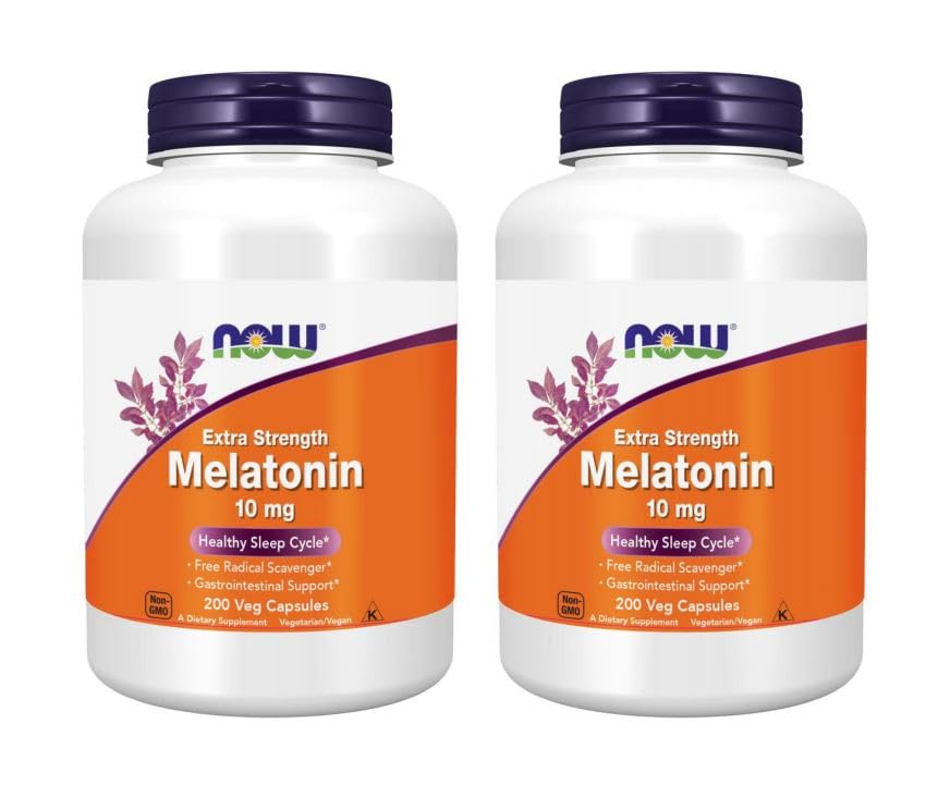 AHORA Suplementos Alimentarios, Melatonina, Fuerza Extra 10 mg, Escalada Radical Libre*, Ciclo de sueño saludable*, 200 cápsulas de Veg