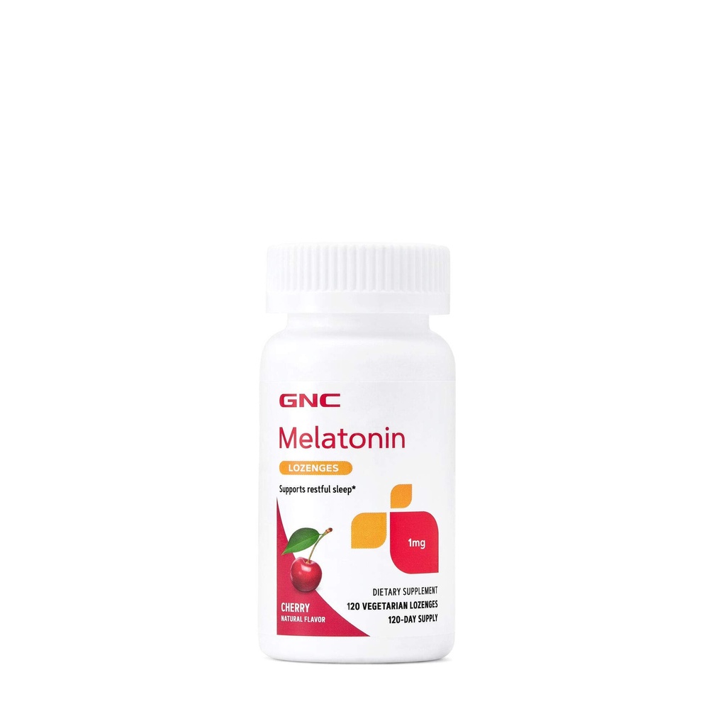GNC Melatonin 1mg - Cereza, soporta sueño remanente, 120 Lozenges