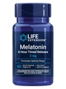 Extensión de la vida Melatonina 6 horas de liberación, 3 mg, Fórmula de liberación extendida para el apoyo al sueño óptimo, Ritmos circadianos saludables, Defensa celular, Libre de gluten, No GMO, Vegetariano, 60 Tabletas