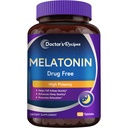 Recetas del médico Melatonina 10 mg, Potencia alta, Formación de no hábito, Vegan, Suplementos de apoyo al sueño para hombres y mujeres, No GMO, No Gluten, 120 Tablas