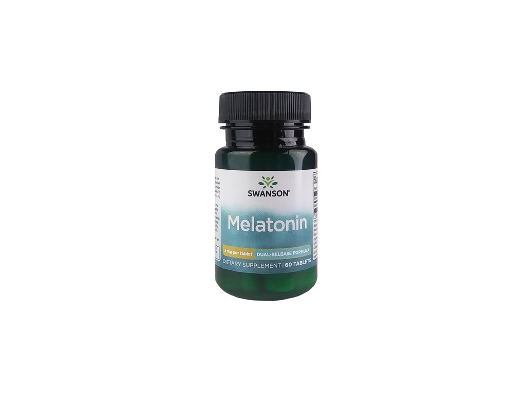 Swanson Melatonin - Suplemento Natural Promoción Restablecida, Restablecida Apoyo al sueño - Wellness Formula Apoyo a un horario normal del sueño natural - (60 Tabletas, 3 mg cada uno)
