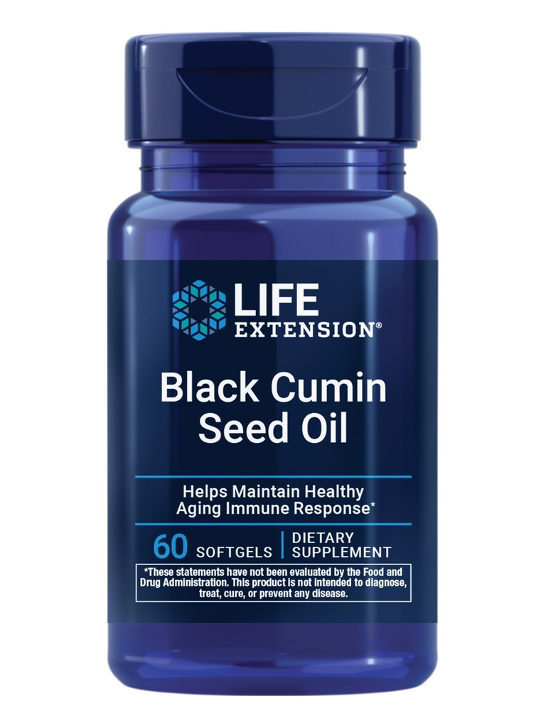 Extensión de la vida Aceite de semillas de comino negro, Cumin negro, Immune Health Support, Whole-Body Health, Envejecimiento saludable, Gluten Free, Non-GMO, 60 softgels