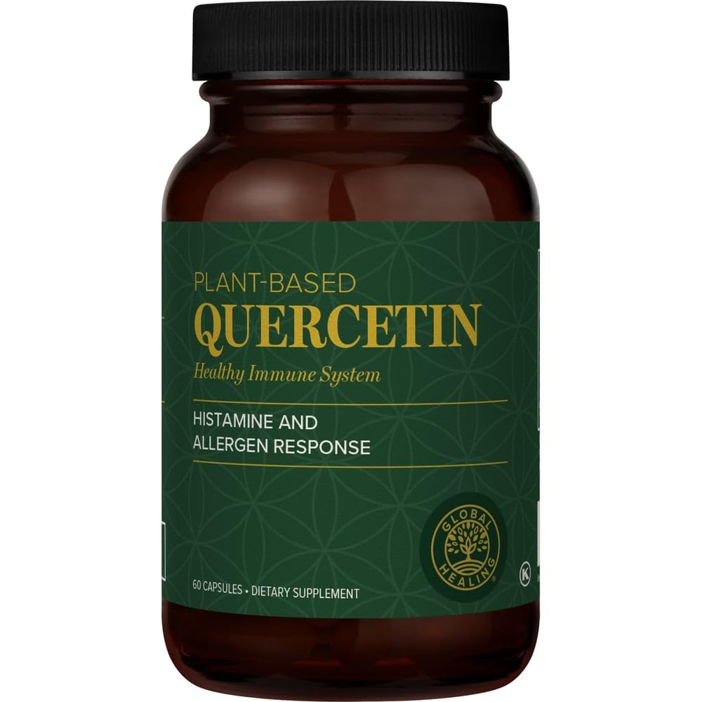 Global Healing Center Quercetin 250 mg Suplemento de Support Immune System, Incluye QuerceFIT Sin Bromelain " Zinc (60 cápsulas)