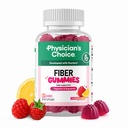 Physician’s Choice Fiber Gummies for Digestive Health & Regularity - Raspberry Lemon Flavor - No Sugar Added & Vegan - Natural Chicory Root Prebiotic Fiber - Daily Gummy for Adults, Women & Men - 60CT