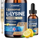 Liposomal L-lysine 1000MG Liquid Drops, 13-in-1 Lysine Supplements – Monolaurin, Olive Leaf Extract with Vitamin C, B6, D3, B12 &amp; Zinc for Collagen, Lip, skin &amp; Immune Support for Kids &amp; Adults, 2oz
