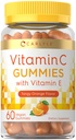 Carlyle Vitamina C Gummies ← 60 Conde ← Orange Flavor Silencio con Vitamin E Silencio Vegan, No GMO y Gluten Suplemento Gratis