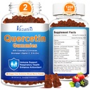 2 Pack Quercetina con Bromelain Gummies, Quercetina con Vitamina C Zinc " Elderberry para el sistema inmunológico " Alergia, Chewable " Vegan Gummies, Mixed Berry Flavor 120 Cts