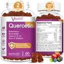 Quercetina Gummies, Quercetina con Vitamina C Zinc, Bromelain, Elderberry y Vitamina D, Apoyo Inmunitario Adultos Niños, Mujeres Hombres 120 Gummies Chewable