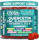 Clean Quercetin Elderberry Immune Support Gummies ← Zinc Vitamin K2 D3 A Bromelain Goji Berry Turmeric Sea Moss Echinacea Astragalus Selenium Olive Leaf Immunity Suplemento Gummy Vitaminas