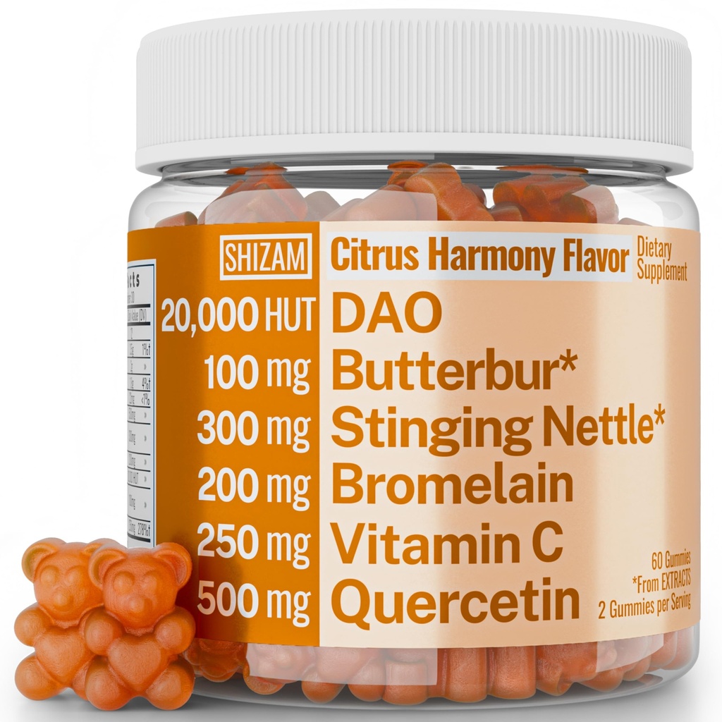 SHIZAM DAO Bromelain Enzyme Gummies with Butterbur Quercetin Stinging Nettle Root Extract, DAO Diamine Oxidase Enzyme, Powder Tincture Tablet Tea Alt Supplement, Leaf 500mg