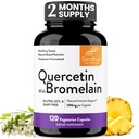 Quercetin with Bromelain Vegetarian Supplement Capsules | 120 Count (1000mg Per Serving 2400 GDU/g) | Supports Healthy Immune System, Helps With Seasonal Allergy Support | High Absorption Antioxidant