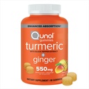 Qunol Turmeric y jengibre con Gummies de Pepper Negro, suplemento de Curcumina Turmérica, maniquí de apoyo sanitario conjunto, 90ct Gummies