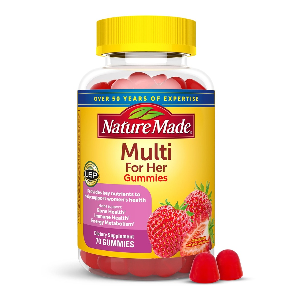 Nature Made Multivitamin Para Mujeres, Mujeres Gummy Multivitaminas para el Soporte Nutricional Diario, 70 Gummies Multi Vitamina, 35 Day Supply