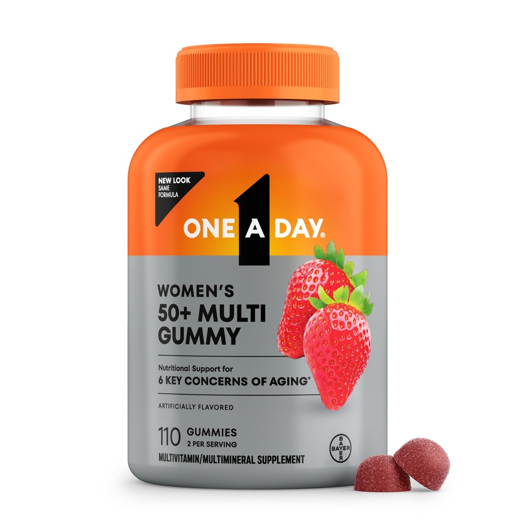One A Day Multivitamin for Women 50 and Over, Women's Multivitamin Gummy 50 plus for Immune Support, Eye Health & Healthy Brain Function, Gummy Vitamins for Women 50 plus, 110 Ct (Packaging May Vary)