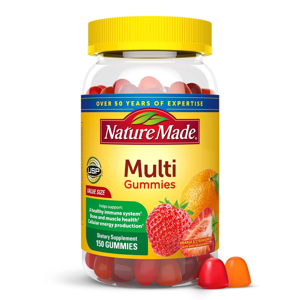 Nature Made Multivitamin Gummies, Mens & Womens Gummy Vitaminas & Minerales, Adult Multivitamin Gummy, Daily Nutritional Support, 150 Vitamin Gummies, 75 Day Supply
