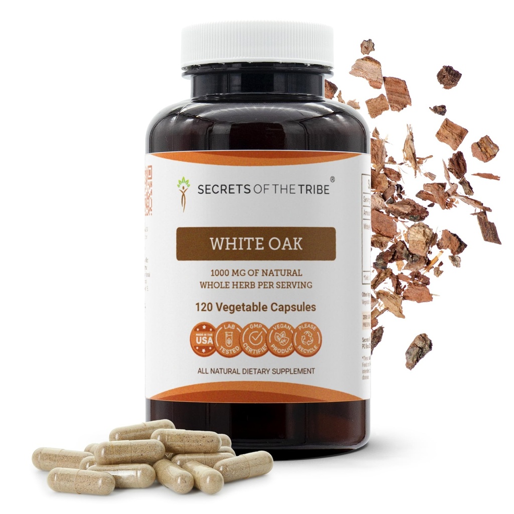 Secrets of the Tribe White Oak 120 Capsules, 1000 mg, White Oak (Quercus alba) Dried Bark (120 Capsules)
