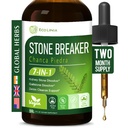 Stone Breaker Chanca Piedra Extract Drops, Natural Kidney Stone & Gallstone Dissolver, Detox Cleanse Support, Herbal Supplement w / Horsetail Gravel Root y Más. 2 oz
