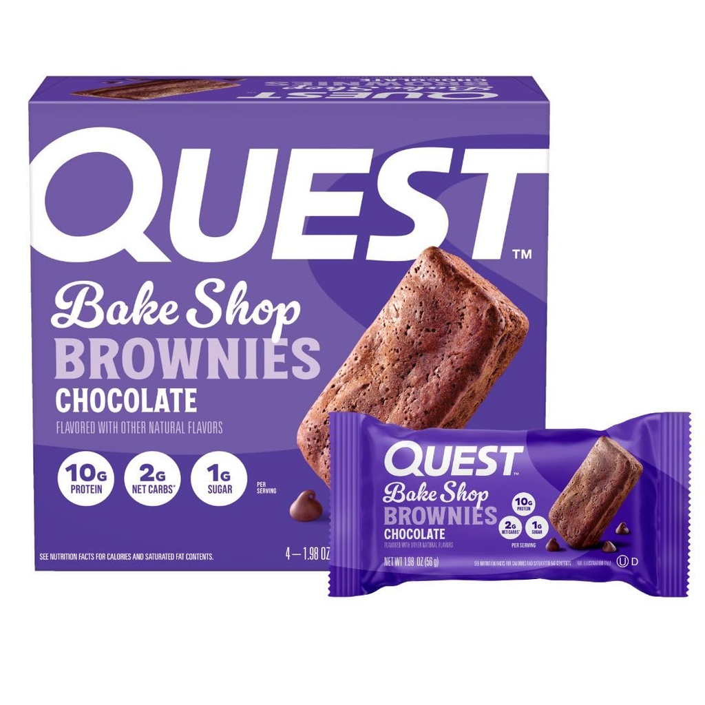Quest Nutrition Bake Shop, Chocolate Brownies, 10g Protein, 2g Net Carbs, 1g Sugar, 4 Count