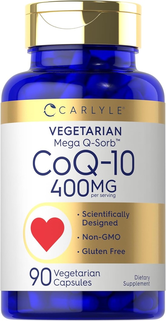 Carlyle CoQ10 400mg ANTE 90 Conde Silencio Vegetariano, No GMO y Gluten Suplemento Gratis