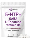 Micro Ingredientes 5-HTP 200mg, 240 Softgels ← Extra Strength 5-Hydroxytryptophan Complex with GABA, L-Theanine, Vitamin B6 TEN Highly Bioavailable with Hemp Seed Oil Carrier  Non-GMO