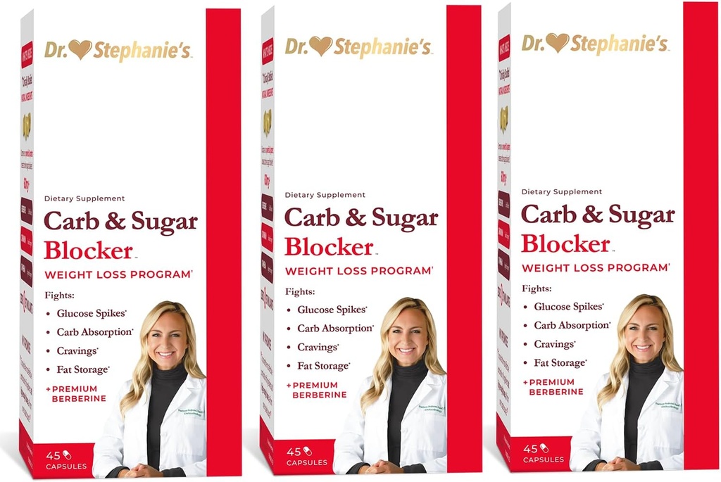 Dr. Stephanie's Mealtime Carb & Sugar Blocker - Reducir Carbs Digested, Azúcares, " Calories, Stimulant-Free (3 Pack)