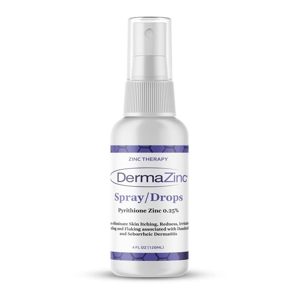 DermaZinc Therapy Spray/Drops, Zinc Spray for Skin Disorder Relief Drops for Psoriasis, Dermatitis, Eczema y otros síntomas de condición de piel, 4oz