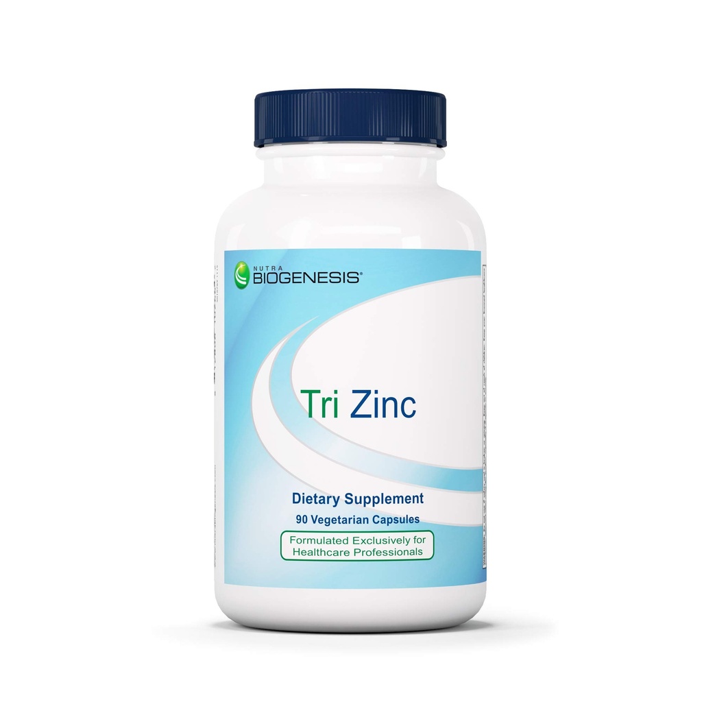Nutra Biogenesis Tri Zinc - Chelated Zinc Glycinate Supplement for Men and Women with Copper for Natural Immune Support and Skin Health, 30mg Chelate Per Pill - 90 Capsules