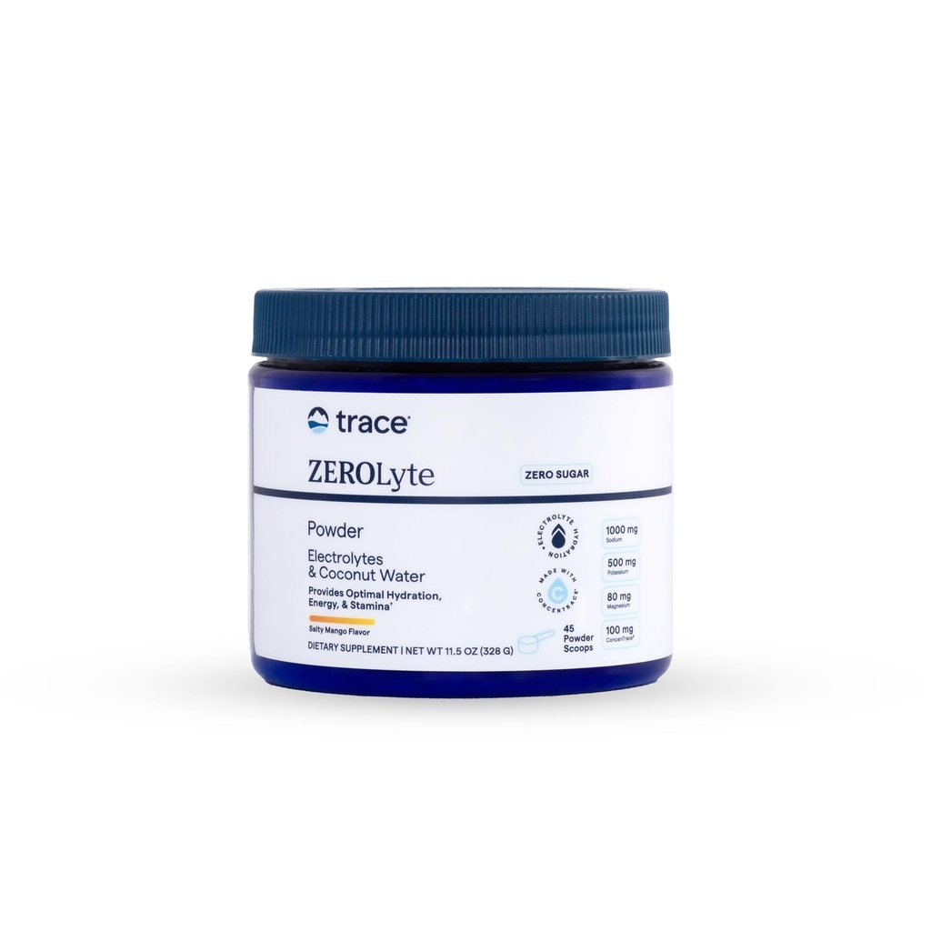 Trace Minerals ZeroLyte Canister - Sodium & Electrolyte Replenishment - Energy & Hydration Support Drink Powder - Nerve & Muscle Function Support - Salty Mango (45 Servings)