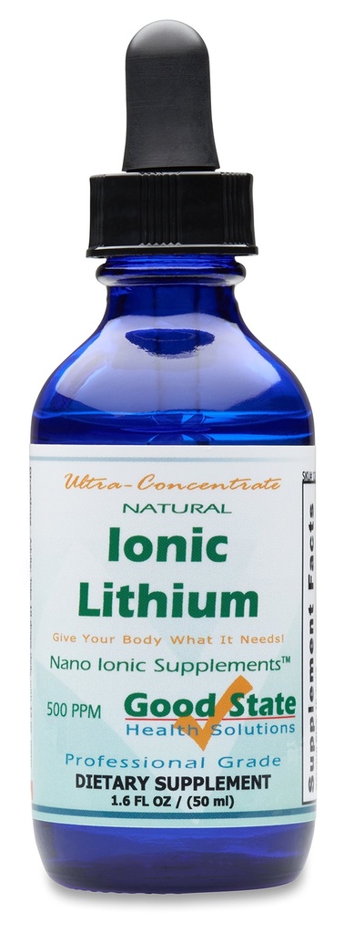 (Glass Bottle) Good State Liquid Ionic Lithium Ultra Concentrate (10 Drops Equals 500 mcg - 100 Servings per Bottle)