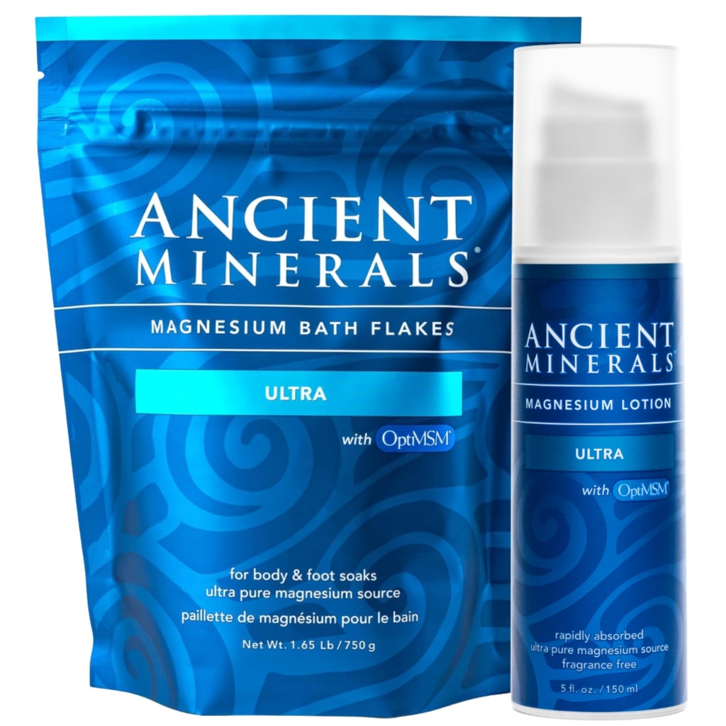 Magnesium Bath Flakes Ultra y Magnesium Lotion Ultra