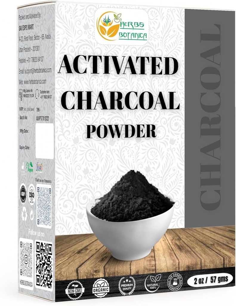 Herbs Botanica Powder Charcoal Activado 100% Grado Alimentario Bamboo Carbón Powder para hornear, hacer jabón, máscaras faciales &amp; DIY Skincare Fine for Multiple Uses 2 oz