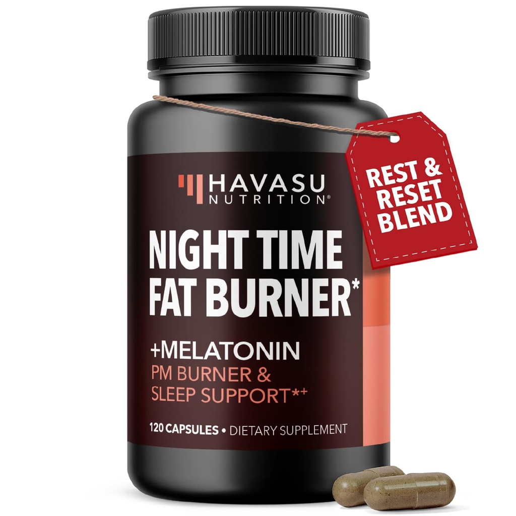 Night Time Fat Burner Metabolism Booster | Appetite Suppressant & Supplement to Support Weight Loss | 120 Weight Loss Supplement Pills for Men